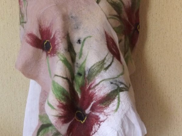 veltas šalikas kreminės spalvos 1