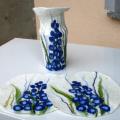 Napkins and vase   Grape hyacinths - For interior - felting