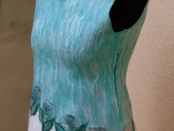 Blouse Turguoise -colored flowers  2