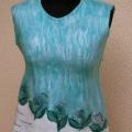 Blouse Turguoise -colored flowers  - Blouses & jackets - felting