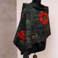 Scarf   Poppy in the rain  - Scarves & shawls - felting