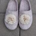 Romantic slippers with flower - Shoes & slippers - felting