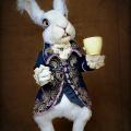 Crochet white rabbit - poseable art doll - inspired by 'Alice In Wonderland' - Dolls & toys - needlework