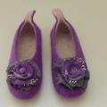 Felted wool slippers "Violet with Rose" - Shoes & slippers - felting