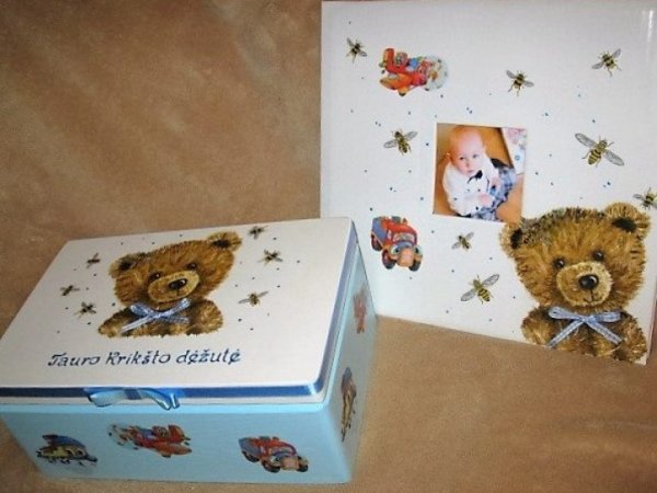 Albumas + krikštadėžė berniukui - Decoupage