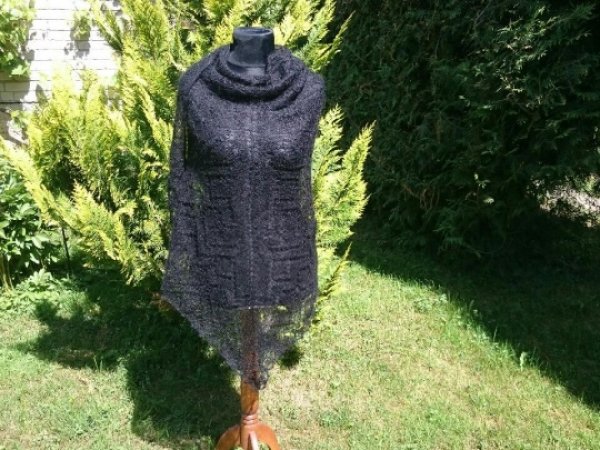 Handmade knitted Black shawl 2