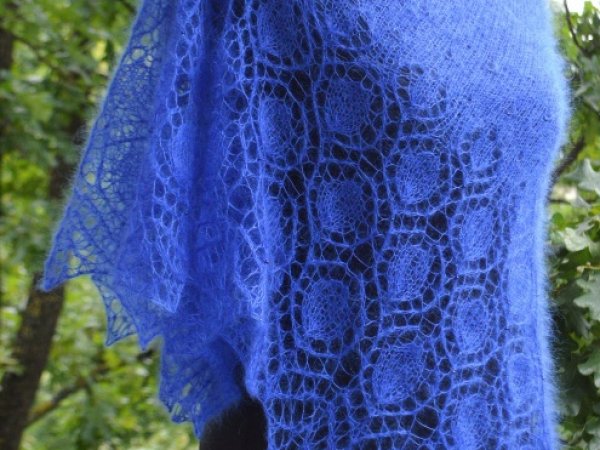 Knitted shawl blue - Wraps & cloaks