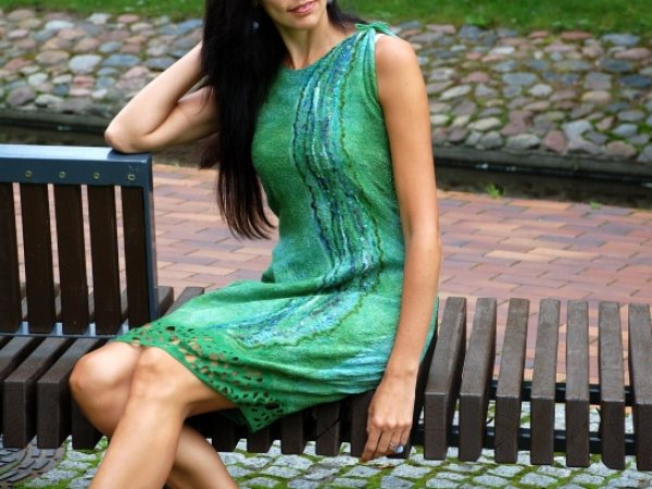 Velta suknelė "Žaliai melsva" - Suknelės