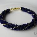 Blue and gold bracelet - Bracelets - beadwork