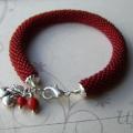 Bead crochet bracelet with cherries - Bracelets - beadwork