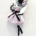 Doll brooch "Girl with pink dress" - Accessory - making