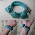 Double bead crochet bracelet with turquoise - Bracelets - beadwork