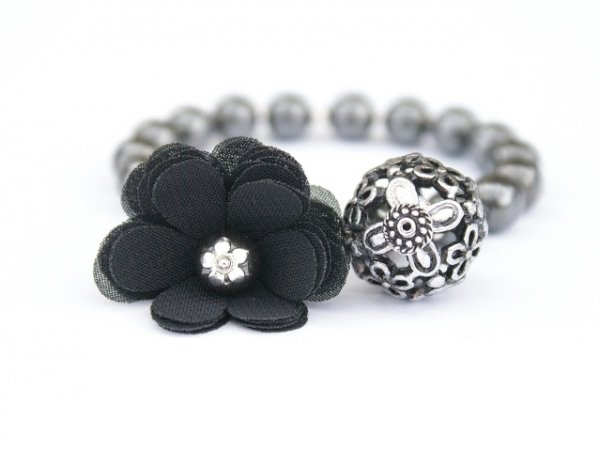 Auskarų ir apyrankės komplektas "Black flower" 3