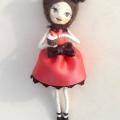 Girl with cupcake (doll brooch) - Accessory - making