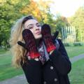 Warm handmade blac-red mittens for women. Mittens of merino wool. Handmade glove - Gloves & mittens - felting