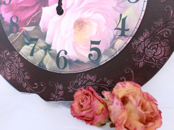 Large Wall Clock "Roses" 2