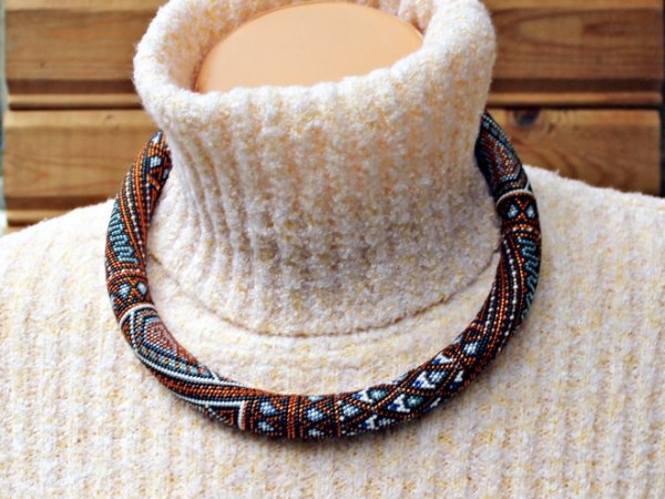 Japanese Seed bead Crochet Rope Necklace, East Patchwork, Luxury Jewelry, Easter 2