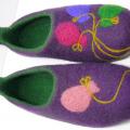 Handmade felted slippers. Non slippery sole. - Shoes & slippers - felting