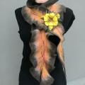 Brown and orange colors scarf - Scarves & shawls - felting