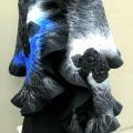 Black, blue, white scarf - Wraps & cloaks - felting