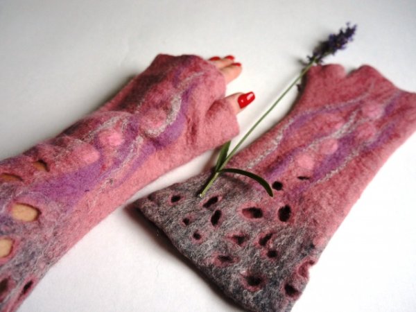 S size. Handmade fingerless-gloves for women. Gloves of merino wool. Arm warmers 2