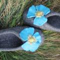 Felted slippersTurquoise flower size 37 EU - Shoes & slippers - felting
