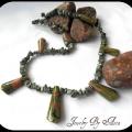 Handmade Jewelry Unakite Necklace Gemstone Beads Fashion  - Necklace - beadwork