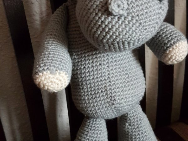 Chrochet toy hippopotamus for baby. 2