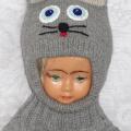 Hat helmet Grey  kitty - Hats - knitwork