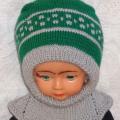 Cap helmet child: green  gray - Hats - knitwork