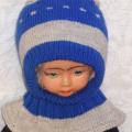 Cap helmet child: blue  gray - Hats - knitwork