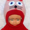 Hat helmet Red peach cat - Hats - knitwork