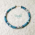 Winter satisfaction guaranteed, Beaded crochet rope necklace with white and blue - Biser - beadwork