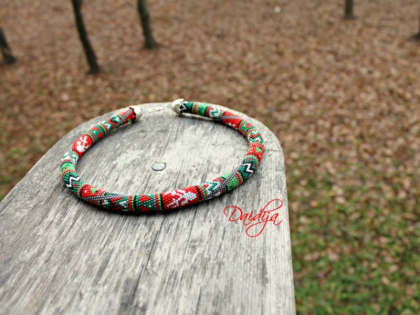 Jingles bells Christmas mood beaded crochet rope necklace with deer, snowflake 2