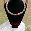 Jingles bells Christmas mood beaded crochet rope necklace with deer, snowflake - Biser - beadwork