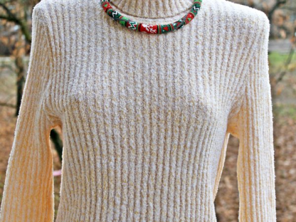 Jingles bells Christmas mood beaded crochet rope necklace with deer, snowflake 3