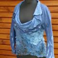 feltet blue jacket with silk "waves" - Jackets & coats - felting