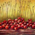 sveet cherries, naturemorte 75x35 - Oil painting - drawing
