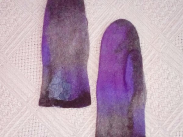 Merino vilnos pirstines su silko dekoru - Gloves & mittens