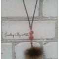 Fashion Handmade Sand Stone Gemstone Beads Fox Fur Necklace - Accessory - beadwork