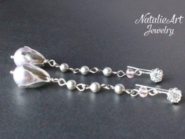 Auskarai su Swarovski perlais 1