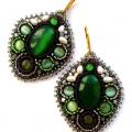 New Emeralds with Cats Eye - Earrings - beadwork