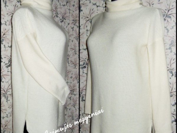 Baltas merino vilnelės megztukas - Machine knitting