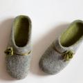 Grey/green wool slippers for women. Gift for her. Home shoes. - Shoes & slippers - felting