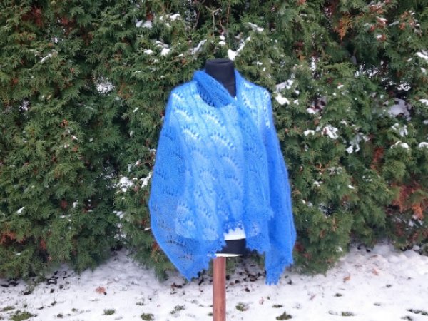 Handmade knitted scarf ''Royal blue'' 2