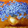 Cornflowers 35x65, oil on canvas. - Oil painting - drawing