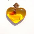 Necklace, Amber heart with brass - Metal products - making