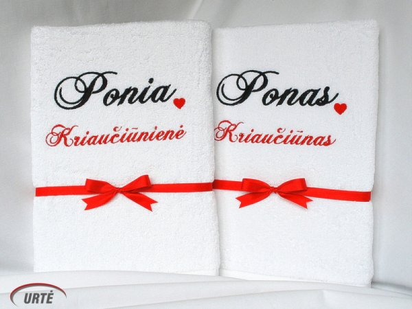 Jaunavedžiams - Vestuvių proga - Jauniesiems - Vardinis rankšluostis 1