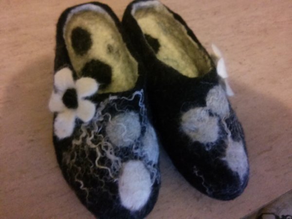 Veltos šlepetės "juoda balta' - Shoes & slippers