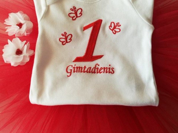 Siuvinėtas bodžiukas, tutu sijonas ir gumytės plaukams - Sets